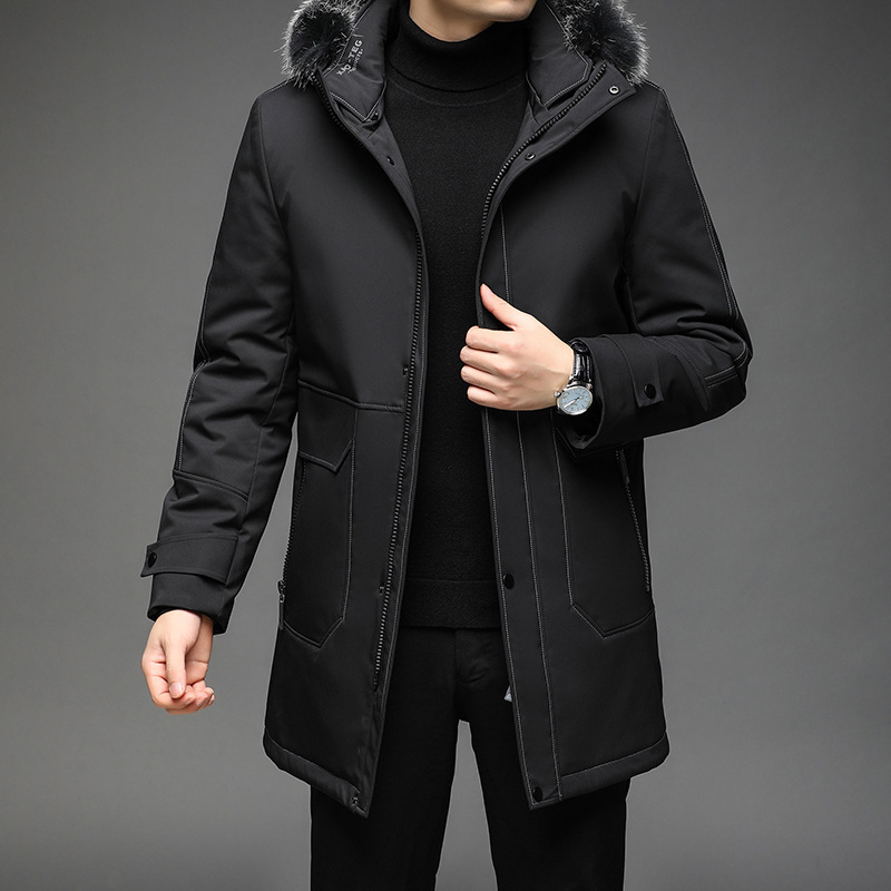 Middle-Aged Men's New down Jacket 2025 Winter Color Fox Fur Hooded Detachable Liner Casual Coat Wholesale