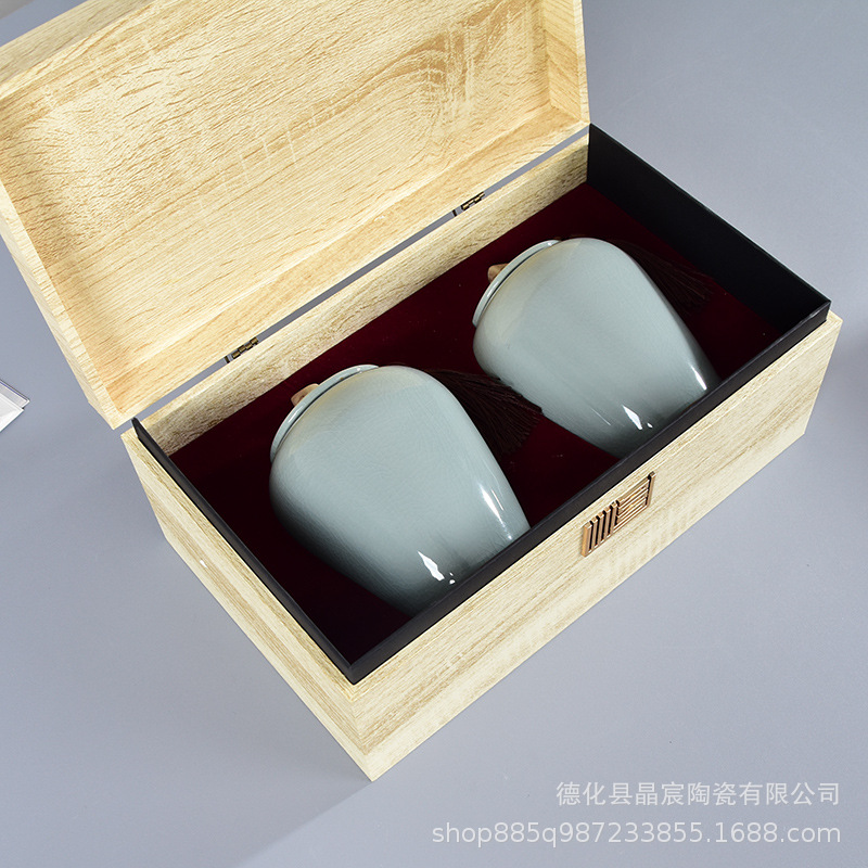 家用陶瓷茶罐大號普洱大茶葉盒便攜旅行迷你包裝密封罐汝窯茶葉罐