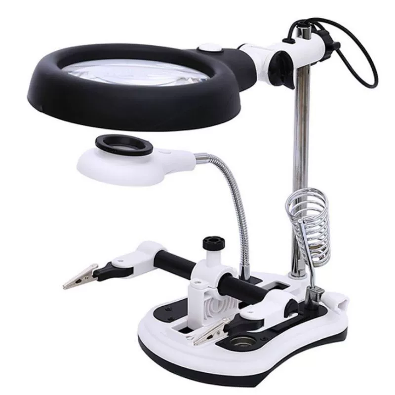 Складные четыре кратные с 18LED лампой увеличительное стекло детские электронные компоненты Рабочий стол MG16130-108C оптом