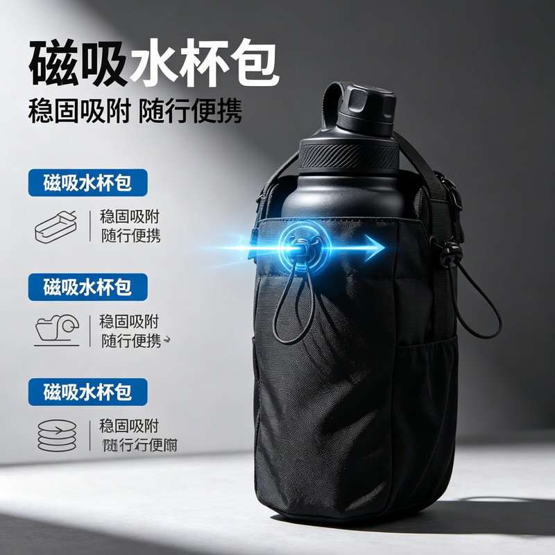 Fitness Magnetic Water Bottle Bag, Water Cup Crossbody Bag, Gym Phone and Key Storage Bag, In-Stock Source, Strong Magnetic Waterproof
