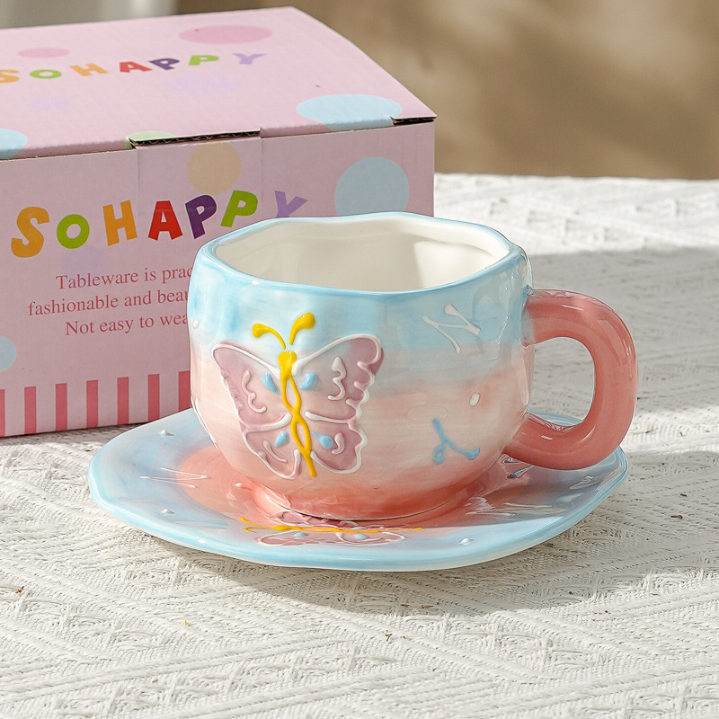 Taza de café de cerámica de alta calidad, taza de café de la tarde, esmalte de color, estilo chino, estilo retro coreano, hogar