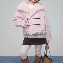 小个子 粉绒绒两面派~ 气质对扣双面穿夹克毛毛短外套