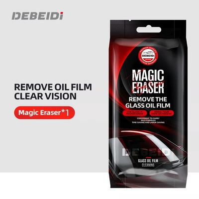 Debedi Car Glass Degreasing Film Sponge Magic Wipe Comes with Detergent Powerful Decontamination Glass Cleaning Artifact (Glass agent) - 1-package-english-version