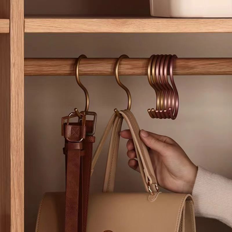 S gancho aleación aluminio multi-funcional colgante cinturón armario almacenamiento artefacto corbata estante seda bufanda sling oro espacio