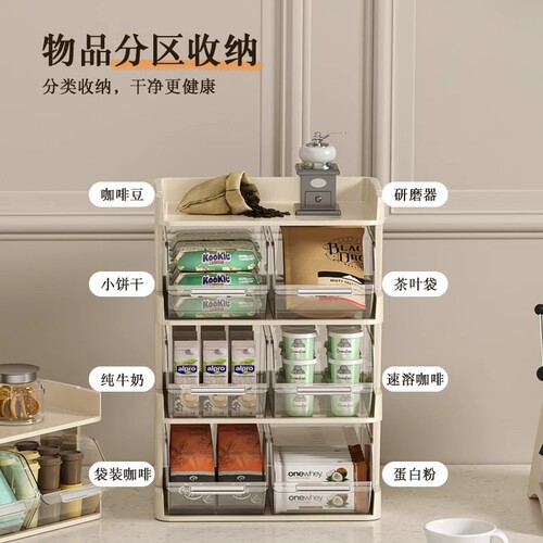 Tea bag storage box office desk capsule coffee storage rack desktop organizer acrylic tea snacks breakroom