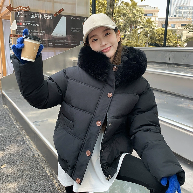 Winter short down jacket with down, 2024 years, Korean style, oversize, increased thickness, for teenagers