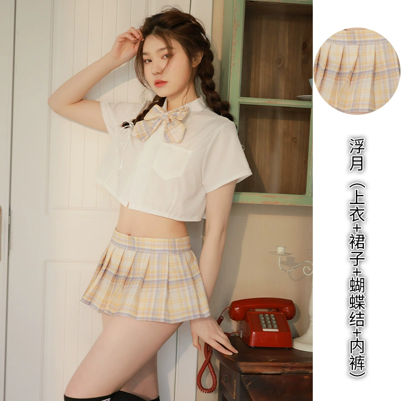 Sexy split transparent underwear, uniform for students, set