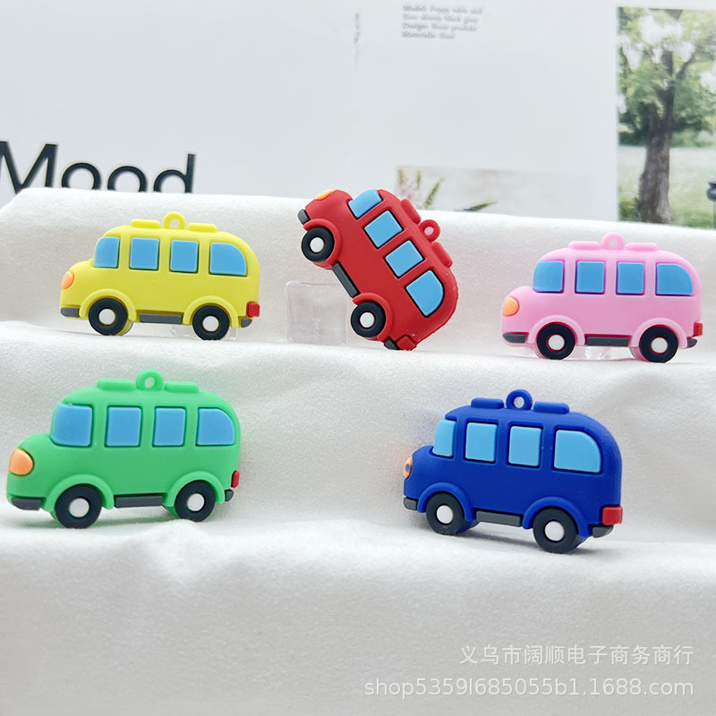 Creative Car Keychain Doll Pendant Dropping Glue Refrigerator Sticker Accessories Simulation Bus Car Gashapon Blind Box