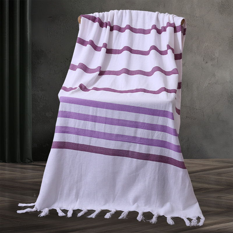 Toalla de playa turca algodón europeo y americano a rayas teñidas de hilo borla Toalla de baño de comercio exterior transfronterizo de algodón puro personalización de la toalla de playa