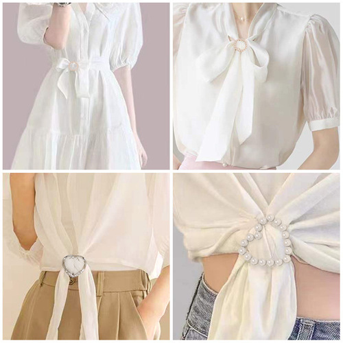 Button tie for adjusting the hem of a shirt, high-end button with a hundred-bells knot, clothing decoration for T-shirts