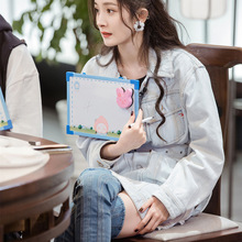 25杨幂同款欧美潮牌时尚休闲简约设计感腰带束腰显瘦牛仔连衣短裙
