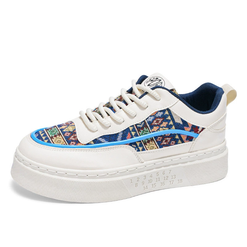 Mesh platform sneakers, breathable ethnic pattern, lightweight casual, sizes 39–44