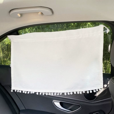Car curtains magnetic sun protection and heat - suction-cup-pure-white-rear-window