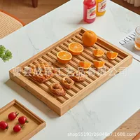 Поднос из массива дерева и бамбука, простой бытовой поднос для хлеба, выпечки, чая, коммерческий деревянный поднос для хранения стейка, барбекю