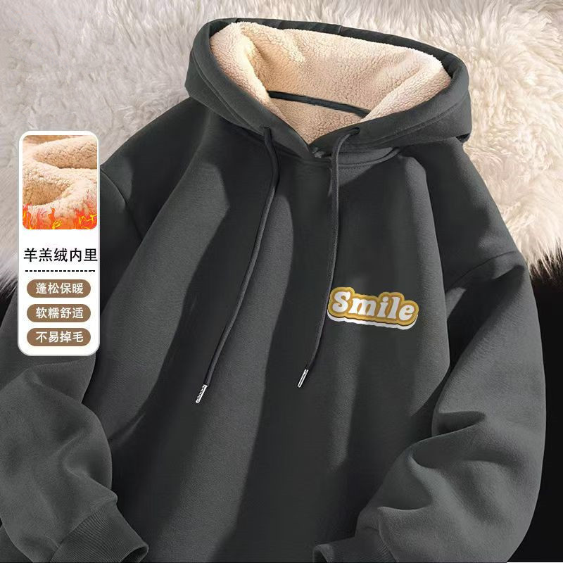 Thick Lamb Velvet Hooded Sweatshirt Men's Warm and Cold-Proof Pullover Winter Velvet Thickeneded Heavy Student Jacket 12 Thick Lamb Velvet Hooded Sweatshirt Men's Warm and Cold-Proof Pullover Winter Velvet Thickeneded Heavy Student Jacket 12
