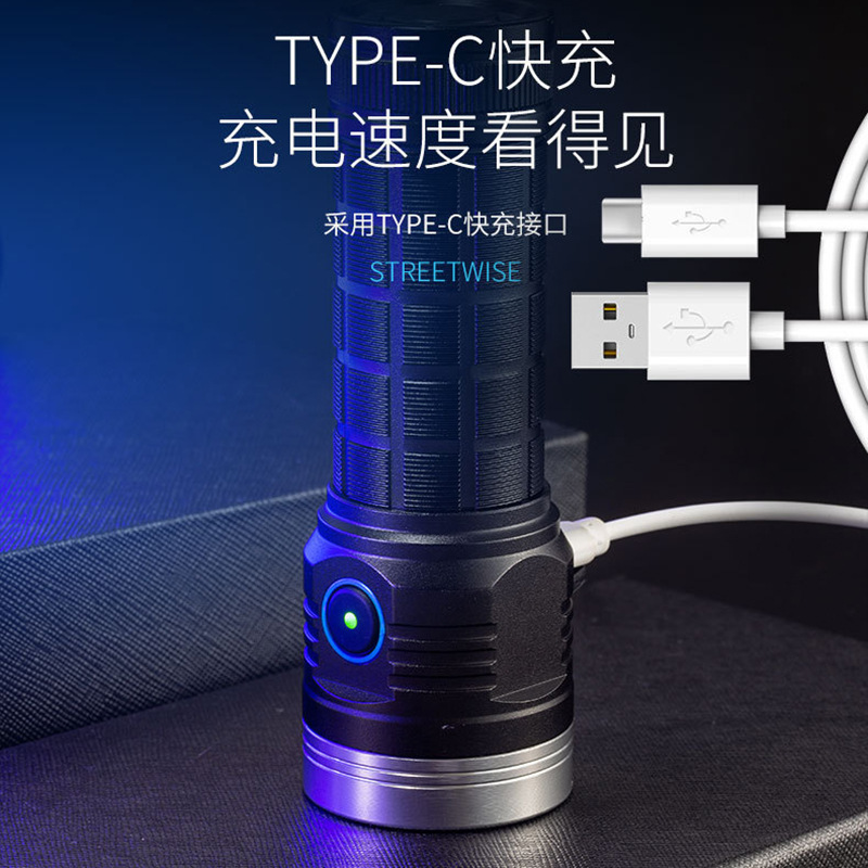 Transfronterizo nueva linterna de luz fuerte multifuncional ocho ojos brillante pequeña pistola de acero al aire libre impermeable larga resistencia lámpara de iluminación