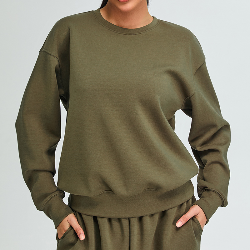 Otoño e invierno nuevo estilo modal suéter deportivo ropa de fitness top mujer al aire libre suelta casual adelgazante ropa de yoga de manga larga