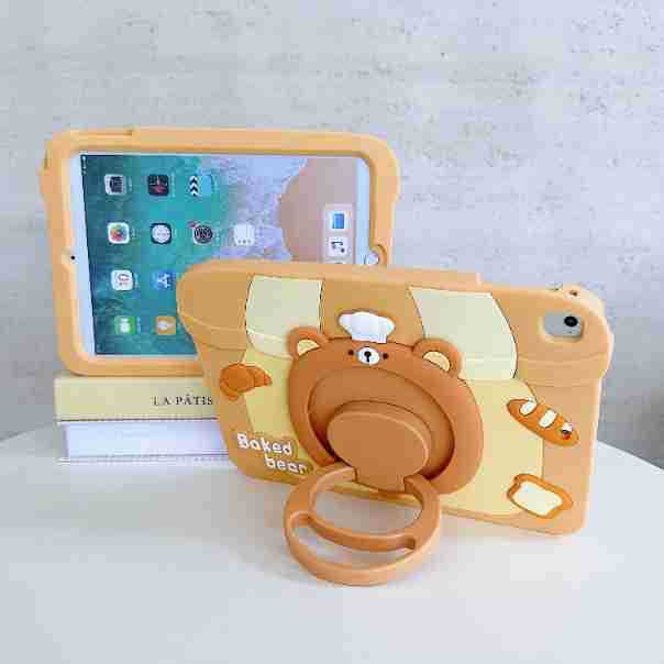Suitable for Ipadpro 11inch Protective Cover Cartoon 360 Stand Bear Bakery House Mini7 Tablet Silicone Cover