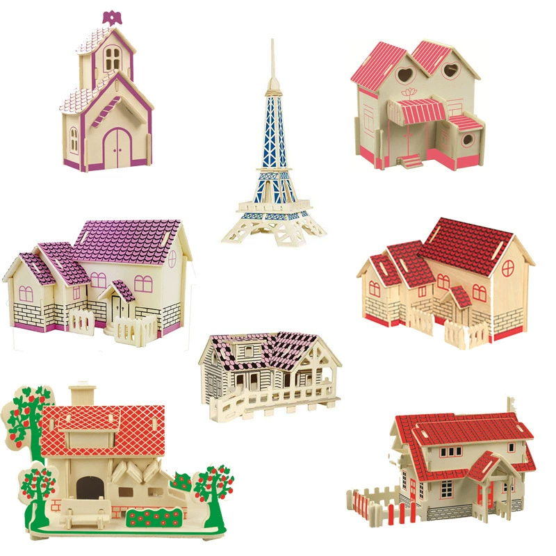 Деревянное здание DIY стерео головоломка для детей ручная сборка игрушек деревянная хижина имитация 3D модель