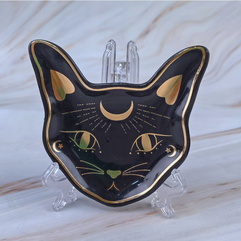 Plato de joyería de cerámica lindo de Halloween cuidadosamente seleccionado Plato de gato para niños Plato de anillo de escritorio de dormitorio Plato de dim sum Decoración