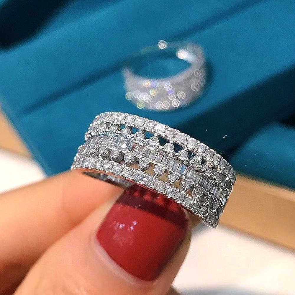 Fashion Geometric Copper Rings Inlay Zircon Copper Rings