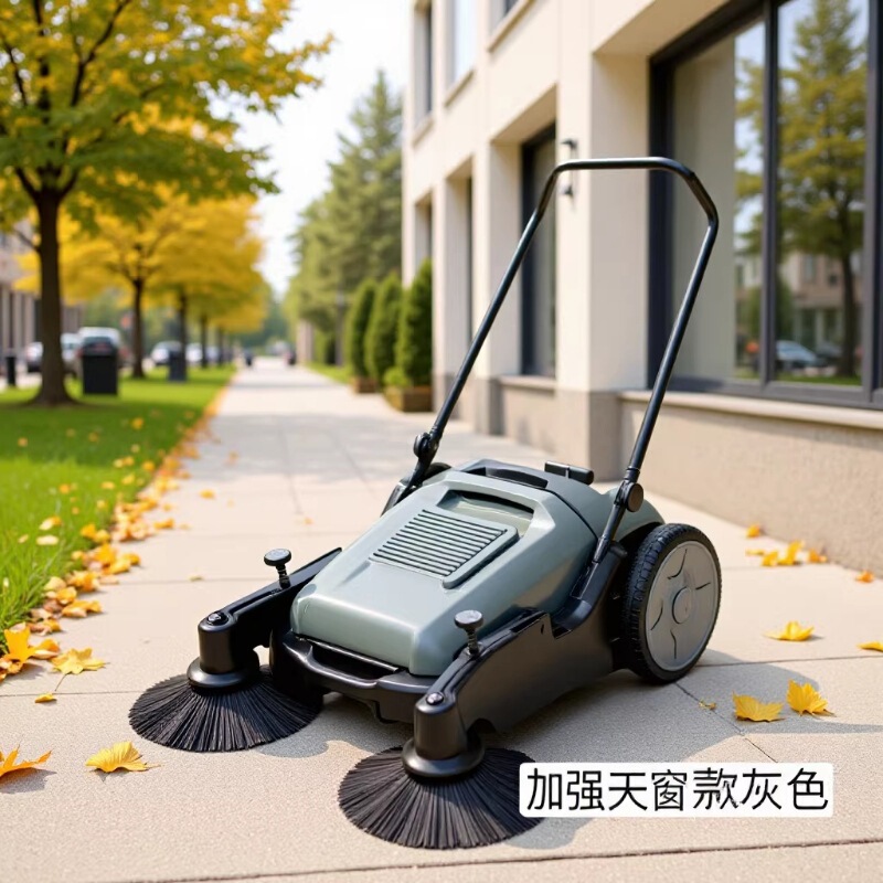 Hand-Pushed Industrial Sweeper for Factory Workshops and Warehouses, Non-Powered Cleaning Vehicle with 70L Large Capacity Dust Cleaning Truck