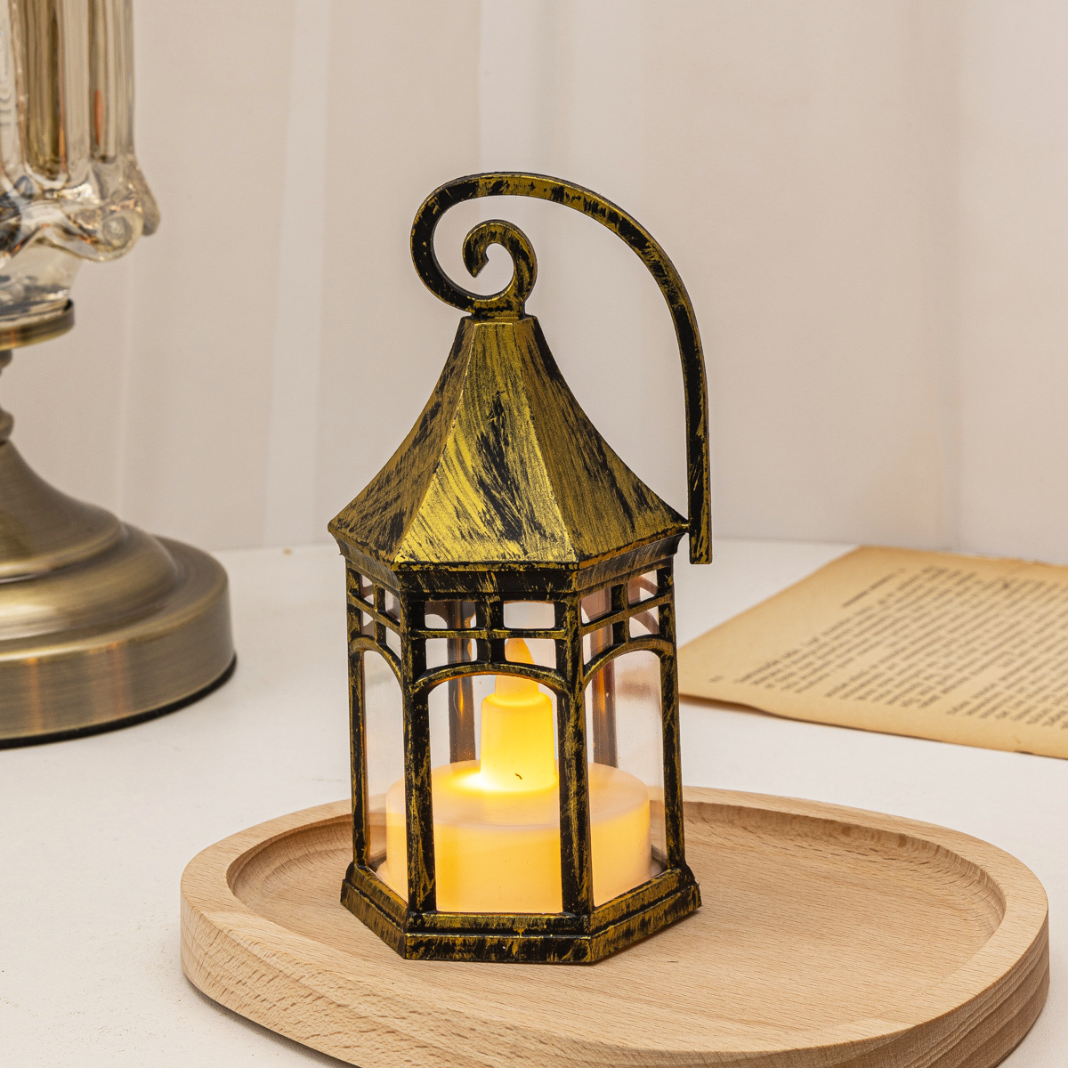 교회 육각형 바람 램프 빈티지 구리