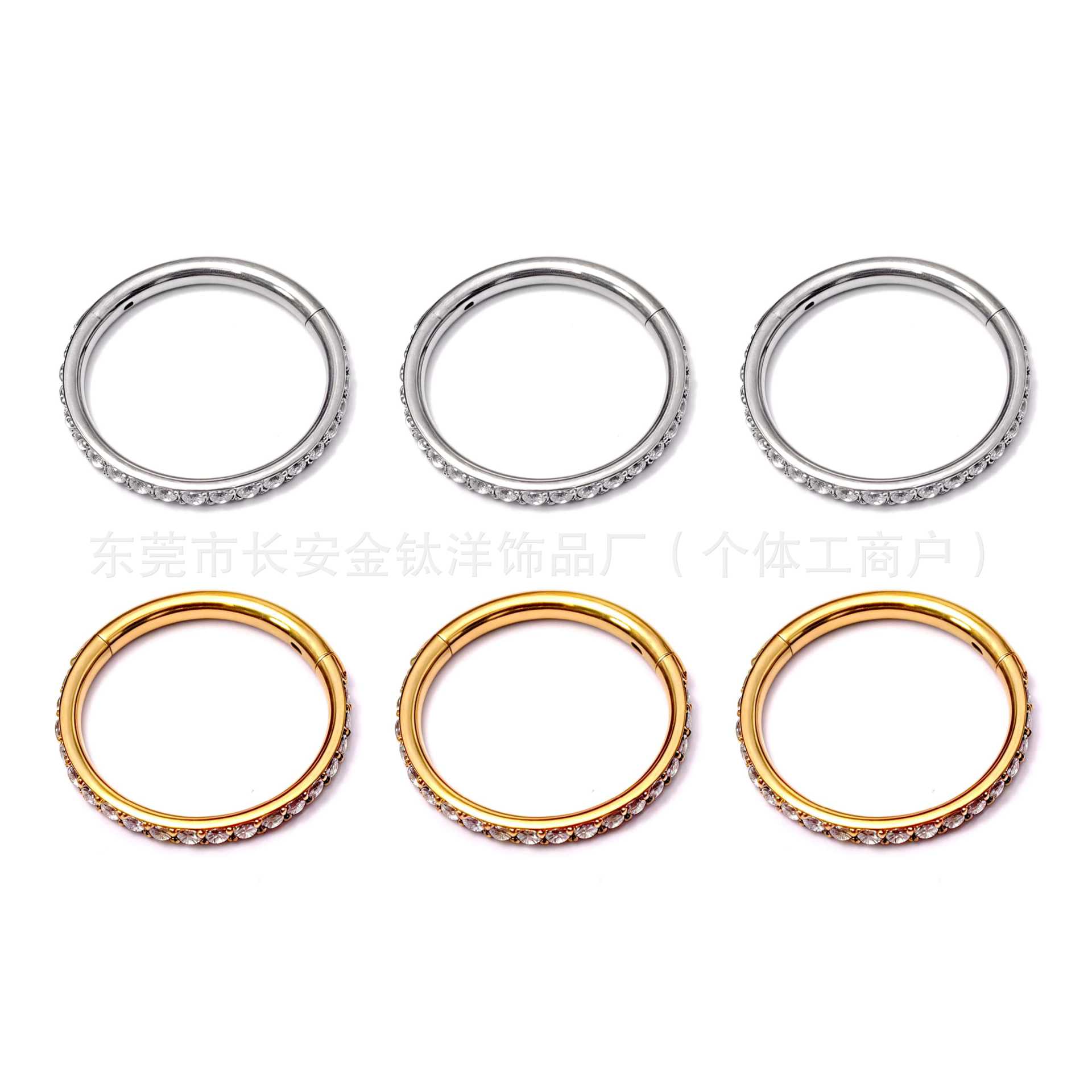 F136 Titanium Side Half-Set Diamond Closed Ring Seamless Ring Lip Ring Nose Ring Earrings G23 Titanium Alloy Piercing Jewelry detail image 8