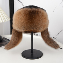 真毛秋冬防寒水貂毛雷锋帽男士中老年青根貂羊皮男帽护耳百搭加厚