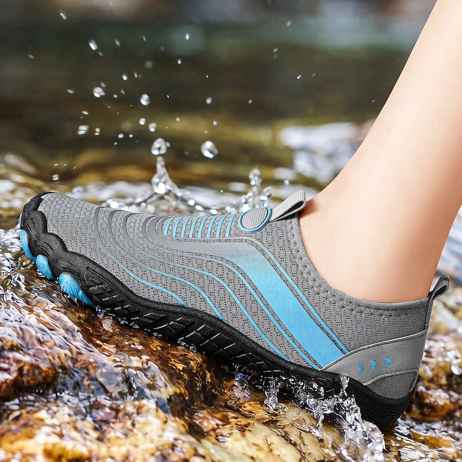 Verano nueva pareja de zapatos de retroceso de arroyo, zapatos deportivos de interior, zapatos de nadador de secado rápido, zapatos de nadar, zapatos de nadar al aire libre
