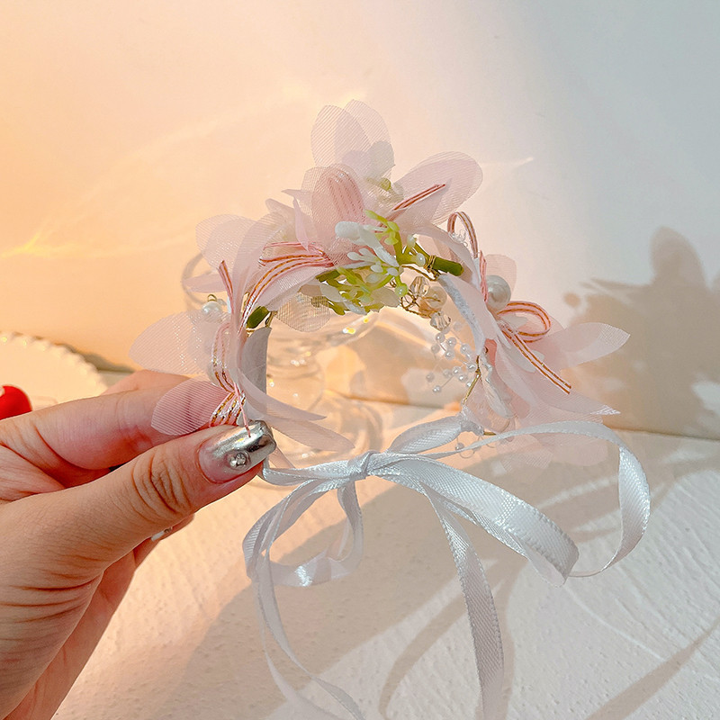 Tocado de la corona de los niños de la princesa Mori Garland Super Hada de la boda de la flor del tocado de La Flor de la diadema de la muchacha exquisita diadema horquilla