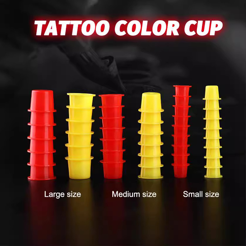 Tazas de color de tatuaje tazas de color de plástico tazas de color de tinta estantes tazas de color de tinta equipos de belleza al por mayor transfronterizos al por mayor