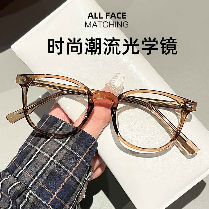 17222网红时尚透明水晶质感猫眼仿板材插芯腿tr90面光学眼镜框架