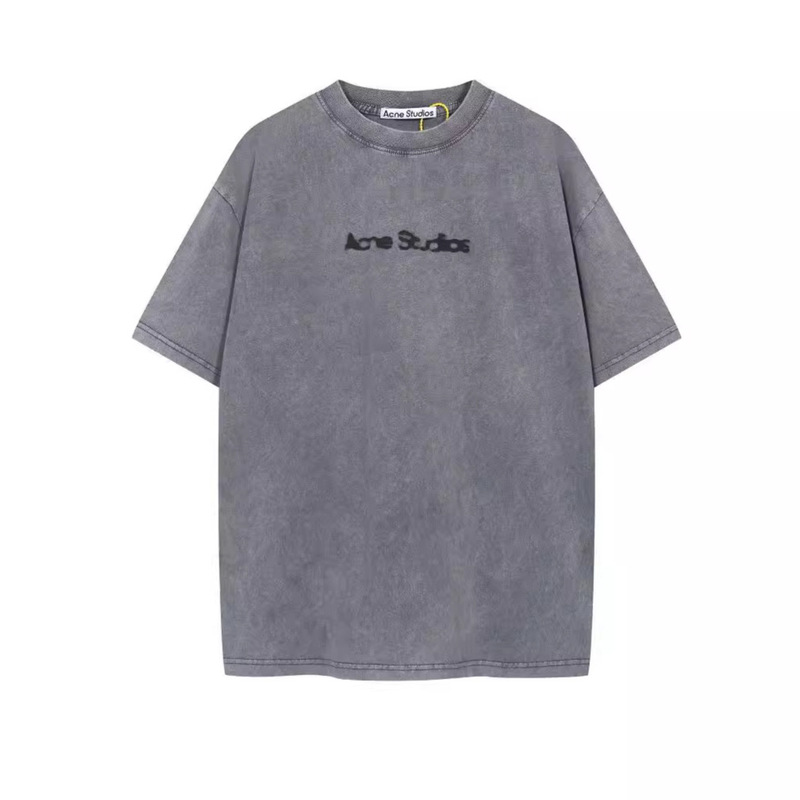 Cross-border fashion brand AC Faded Logo Tee old LOGO letter flocking printed men's and women's short-sleeved T-shirt tee
