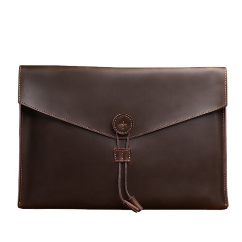 Source Factory Genuine Leather Business Briefcase A4 Paper Large Capacity Document Office Bag Crazy Horse Leather Bag Dropshipping