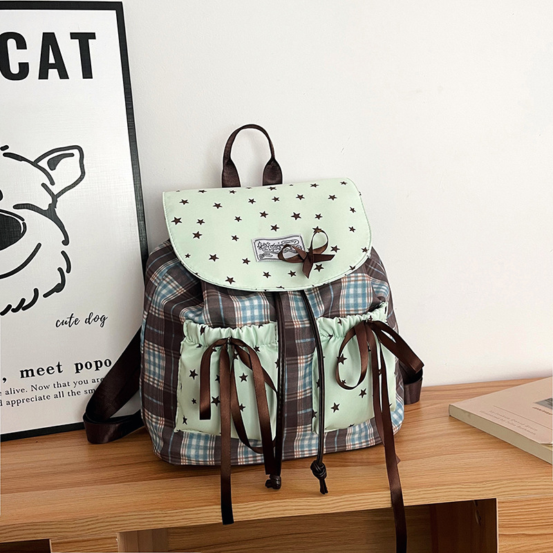 Mochila coreana de moda, mochila de gran capacidad para mujeres, mochila de estrellas, mochila de estudiantes de arco dulce.