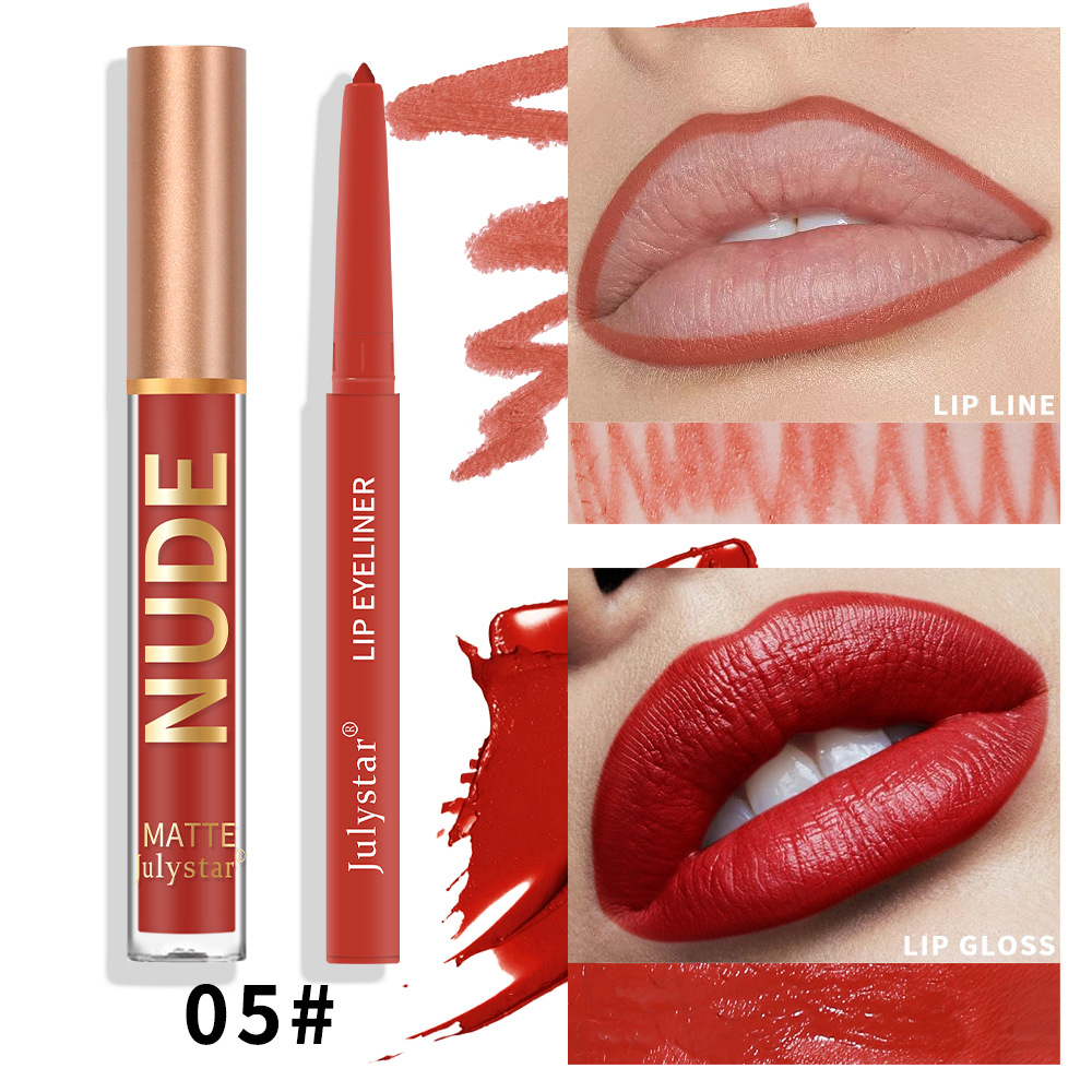 Julystar Makeup bestseller Non-stick cup mouth red pen Cross-border European and American waterproof long-lasting matte lip gloss lip liner pen undefined