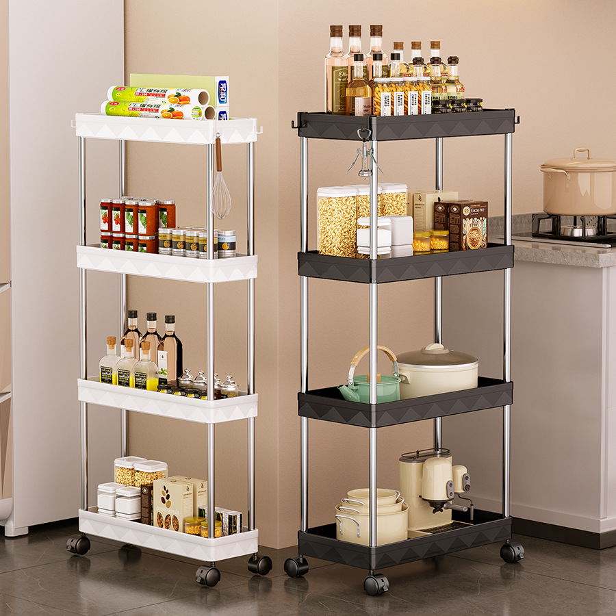 Small Cart Storage Shelf Custom Mobile Storage Shelf Floor Kitchen Bathroom Living Room Bedroom Multi-layer Narrow