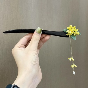 Деревянная китайская шпилька, ханьфу, заколка для волос, аксессуар для волос с кисточками