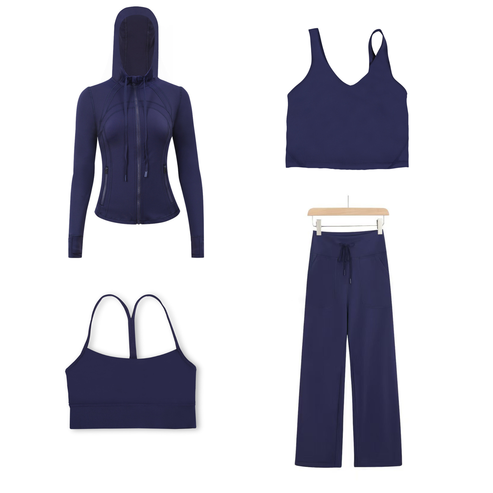 Dames sportset 4-delig slim fit met capuchon jack en broek_voghion.com