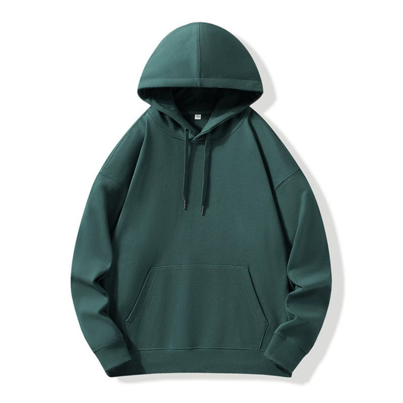 【Direct from Factory】Cross-Border Hot-Selling Dark Green Hooded Sweatshirt, Unisex, Loose Fit, Casual, Comfortable, Versatile