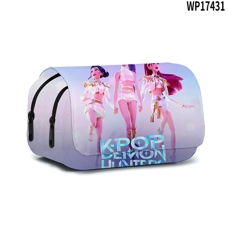 3D新品跨境电影  K-POP 猎魔女团双层翻盖笔袋儿童文具|undefined