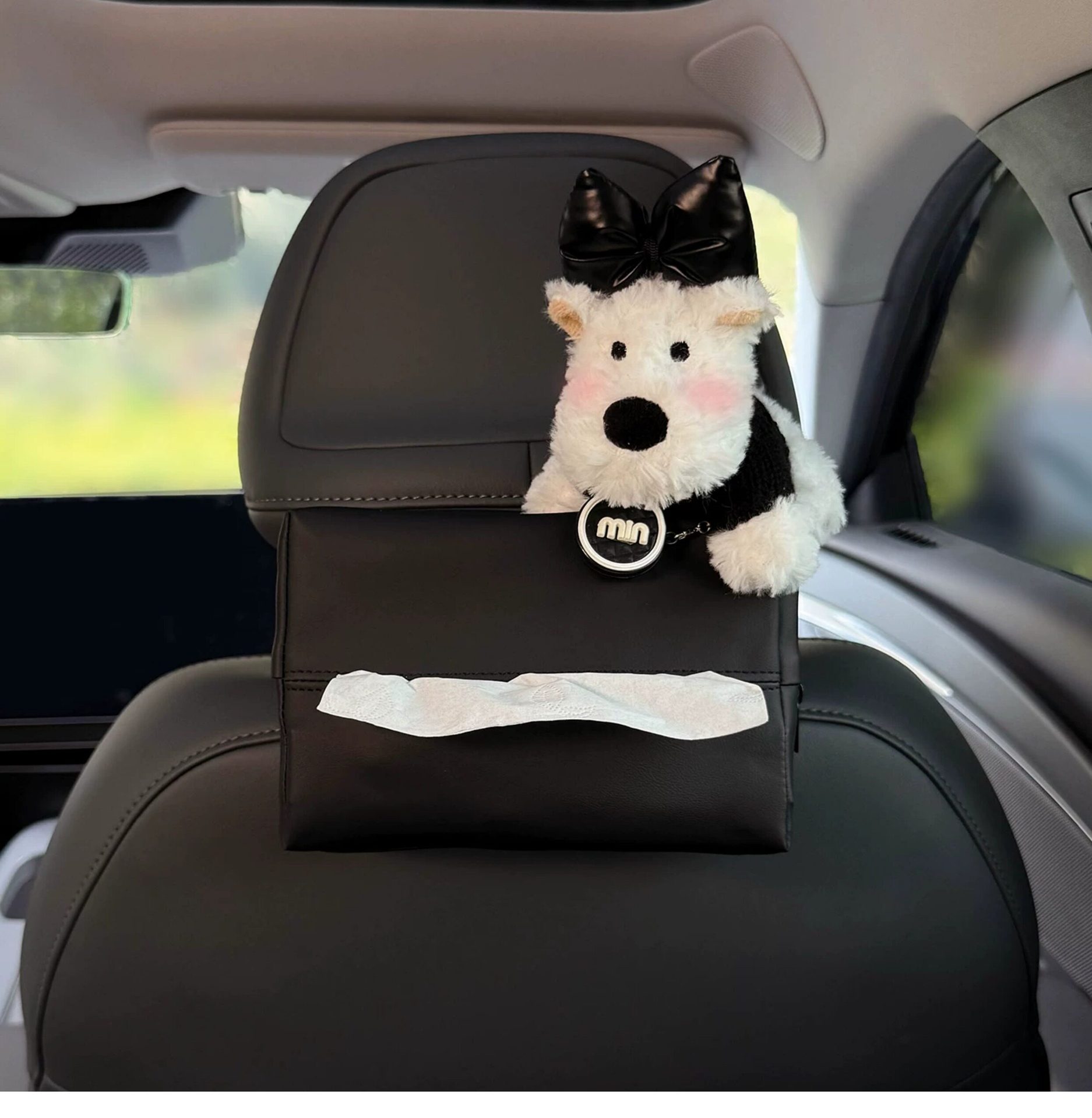 2026 New West Highland Car Tissue Box, Headrest Tissue Holder for Car, Cute Tissue Bag for Women