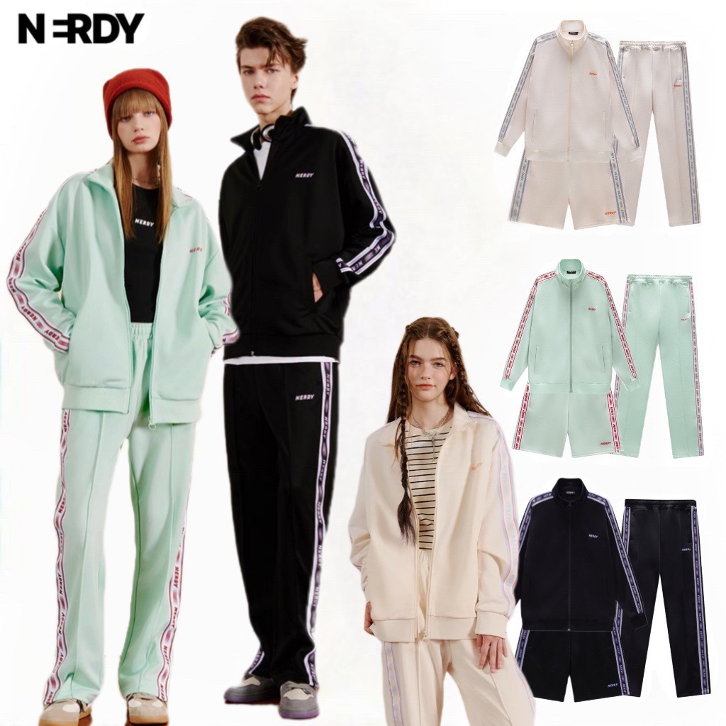 Korean Trendy Brand Ned Casual Sports Suit Women's String Label Webbing Loose Sportswear Men's and Women's Checkerboard Stripess