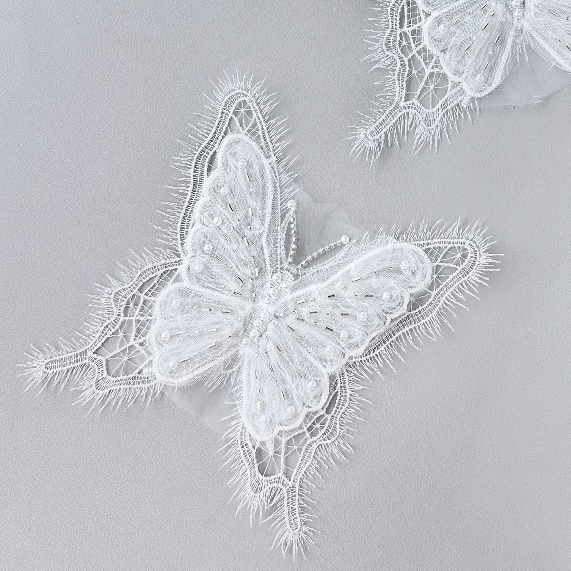 Hermoso encaje blanco perla mariposa decoración de ropa accesorios de belleza de ropa suéter bolsas zapatos sombreros decoración image 5