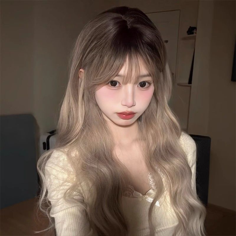 许昌子棋假发亚裔挑染假发女灰粽渐变长发欧美风长卷发整顶全头套|undefined