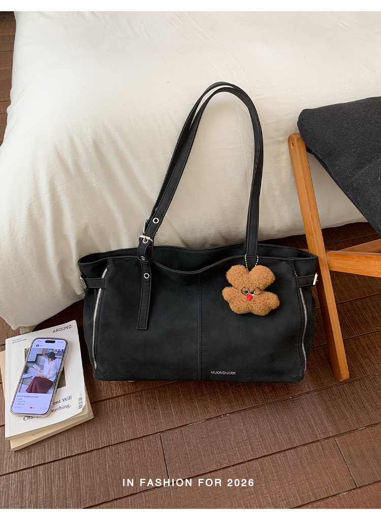 Niche Handheld Shoulder Bag New Zipper Large Capacity Tote Bag Trendy_voghion.com
