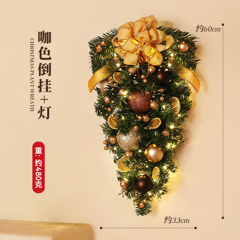 Venta caliente nueva decoración de Navidad guirnalda de 40cm al revés escaparate de la ventana del hotel escena del centro comercial colgante de la puerta colgante de la pared diseño