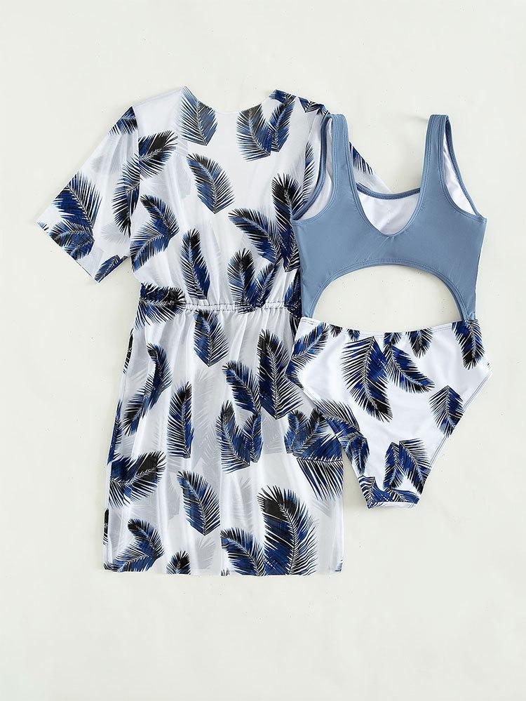 One-pieces Tops Type 2 Pieces Set Quantity Girl'S Elegant Lady Leaves 2 Pieces Set Bikinis Swimwear