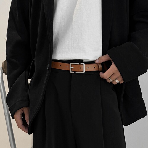 Suit trousers belt trendy ins Korean version men's and women's thin belt personalized pin buckle handsome trendy young people student trousers belt